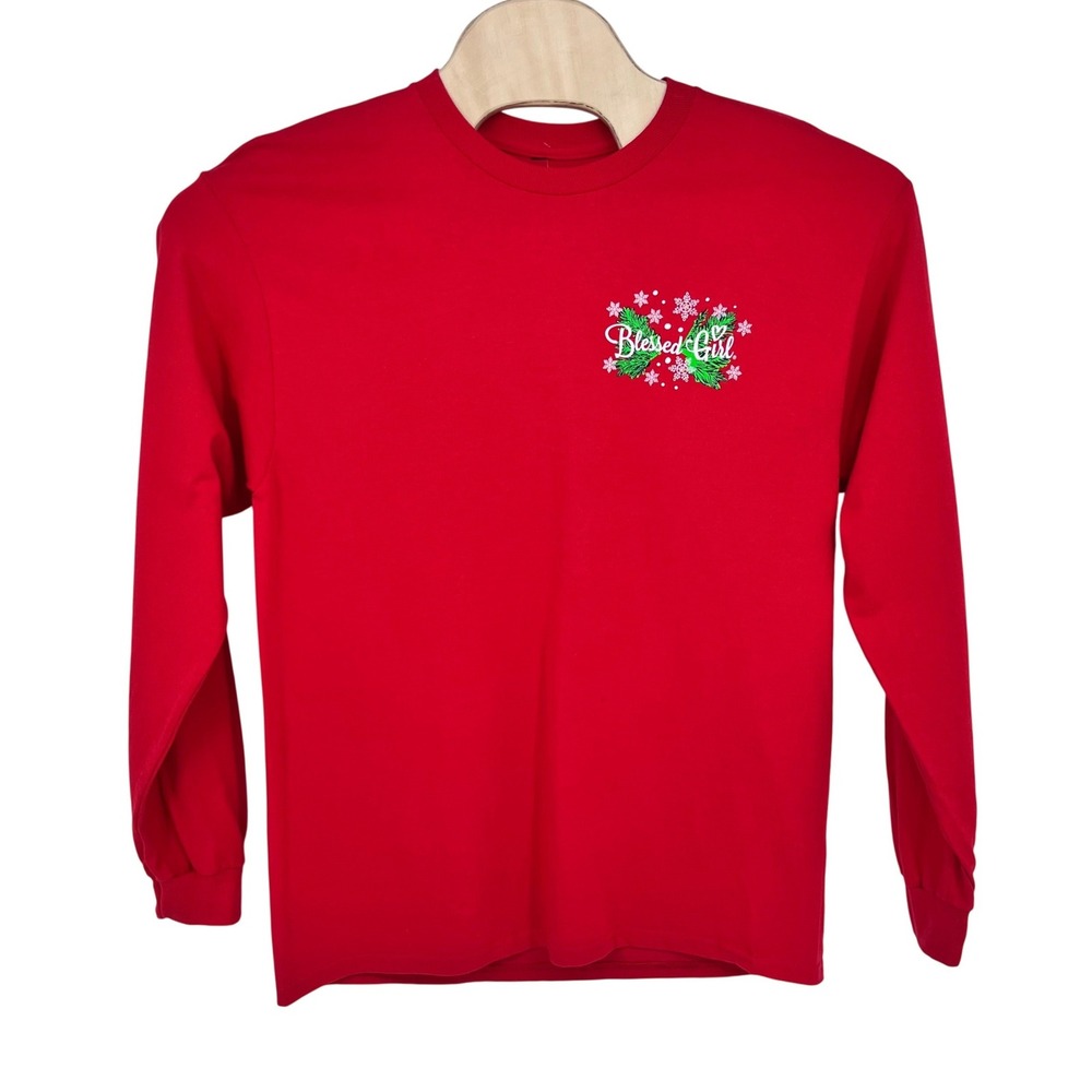 Blessed Girl Nutcracker Shirt Womens Large Red Christmas Long Sleeve Religious